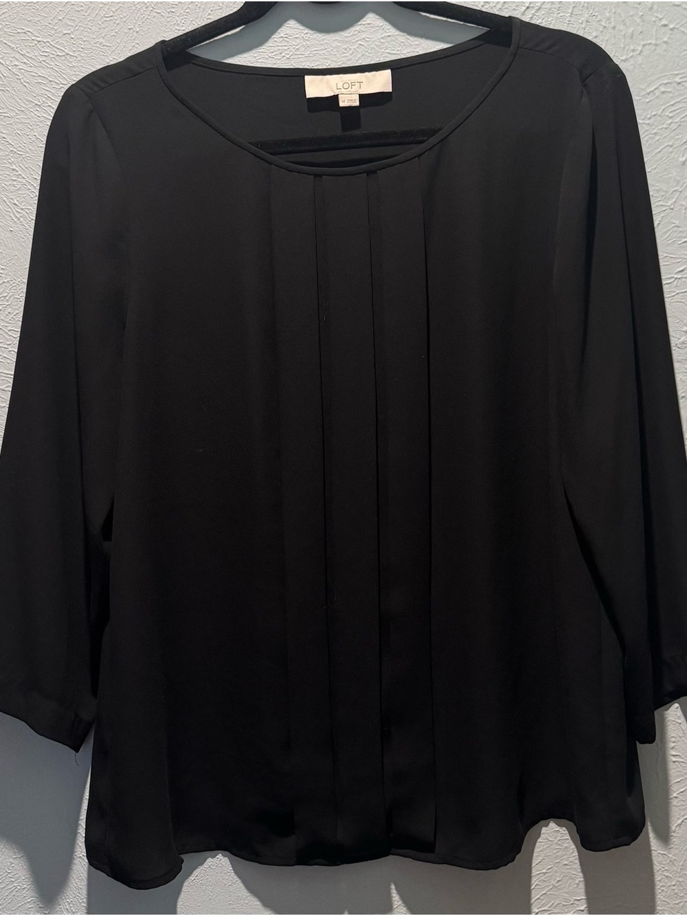 LOFT Black Pleated Front Blouse